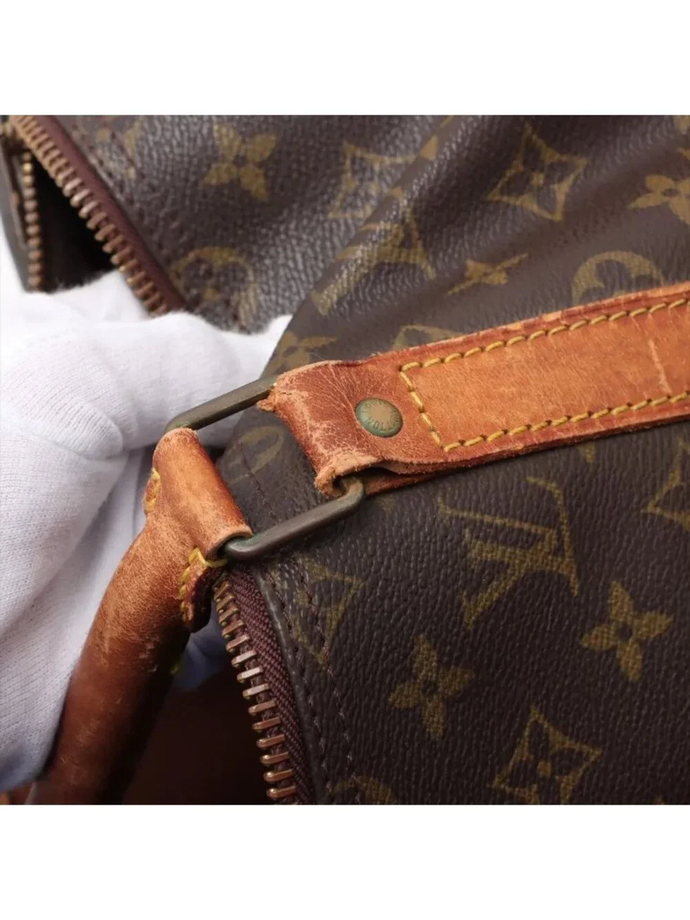 Louis Vuitton Monogram Keepall 50 Leather Boston Bag Tote Carry